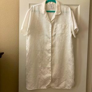 White Floral Damask Sleep Shirt
